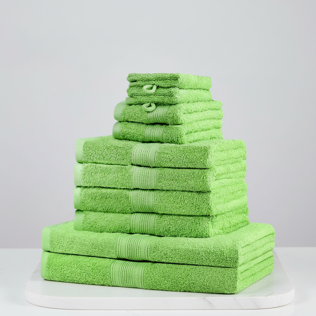 Soft Green Cotton Bath Towel Set 10-Piece Collection Home Use - Image 2