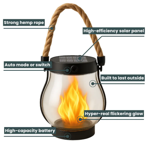 Solar Flickering Flame Effect Outdoor Decor - Image 2