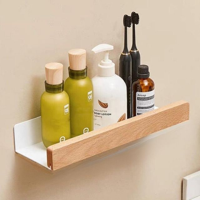 Solid Wood Bathroom Wall Shelf Stylish Storage & Organization - Image 10