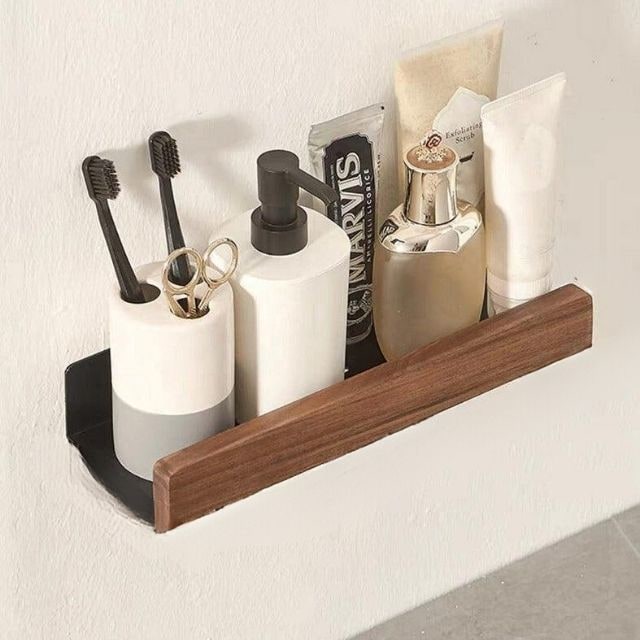 Solid Wood Bathroom Wall Shelf Stylish Storage & Organization - Image 2
