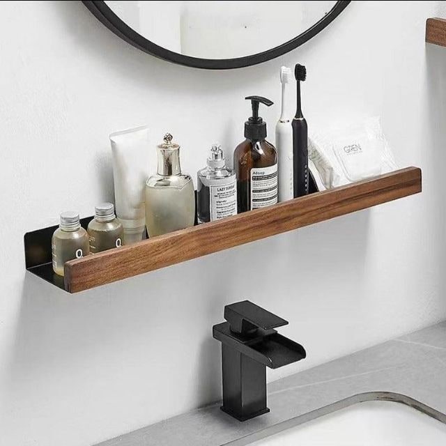 Solid Wood Bathroom Wall Shelf Stylish Storage & Organization - Image 5