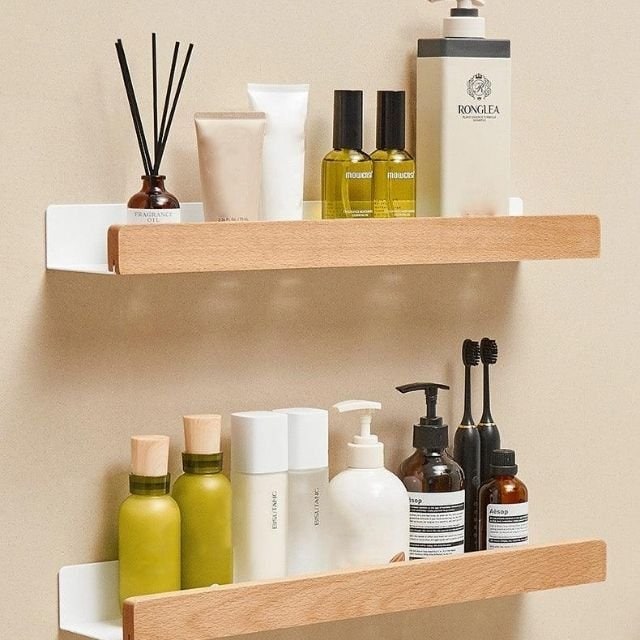 Solid Wood Bathroom Wall Shelf Stylish Storage & Organization - Image 9