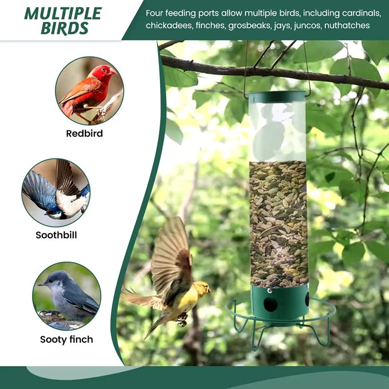 Squirrel Proof Bird Feeder Multiple Birds Durable Green Design - Image 2
