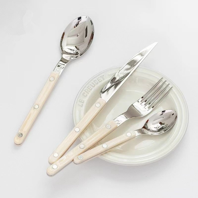 Stainless Steel Cutlery Set Engraved Design 24 Pieces - Image 6