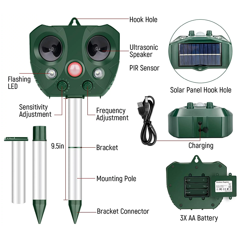 Ultrasonic Bird Repeller Solar Powered Device Outdoor Use - Image 8
