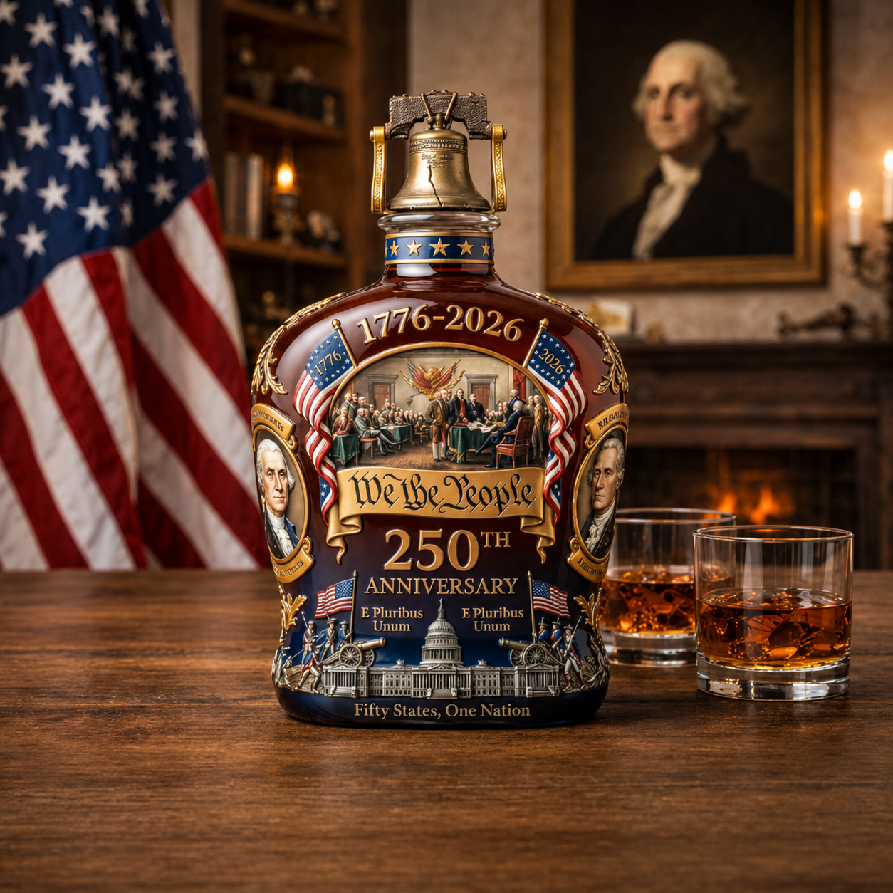 Whiskey Decanter Set Crystal Barware Stopper Display - Image 1