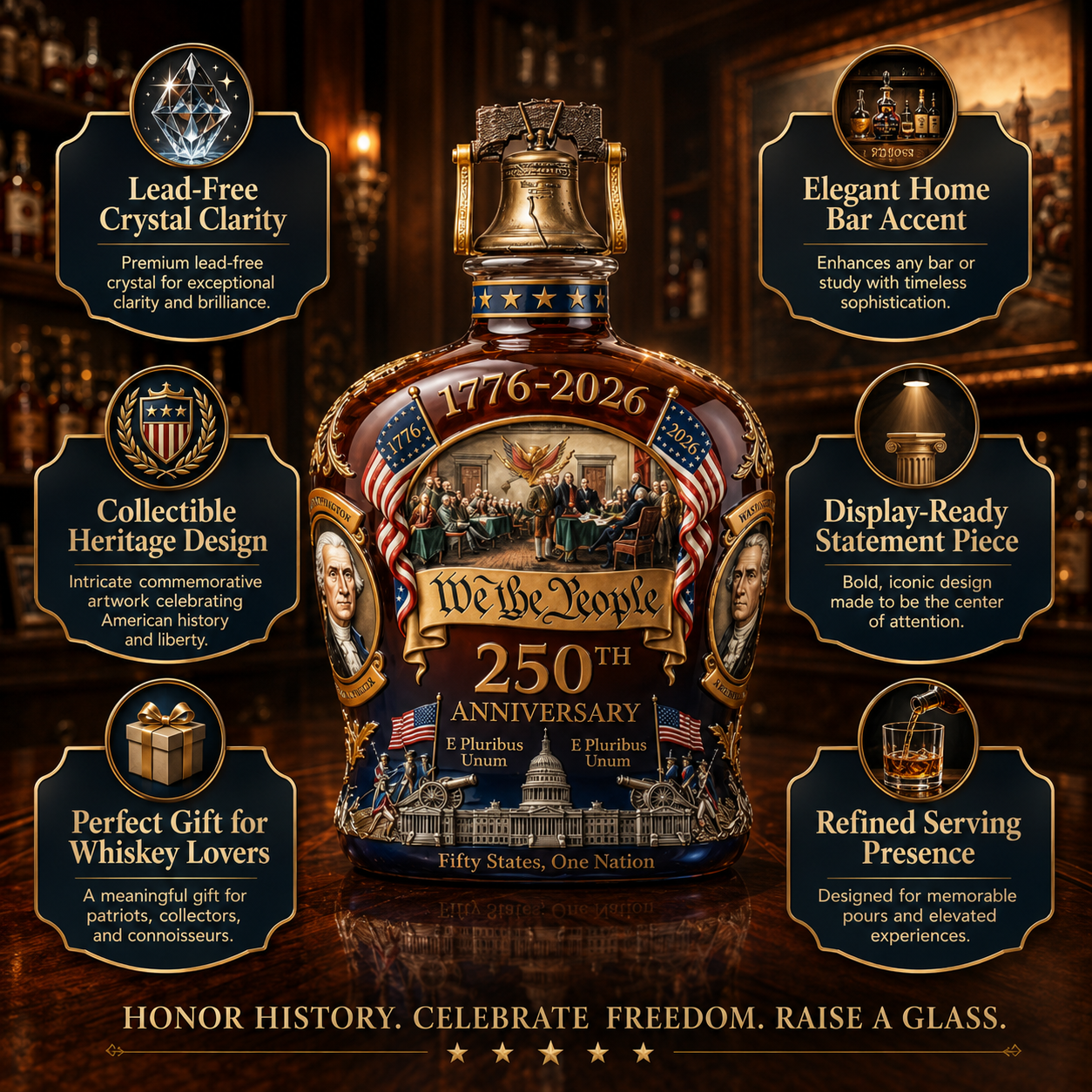 Whiskey Decanter Set Crystal Barware Stopper Display - Image 4