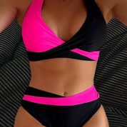 Women's Bikini Set High Waisted Two Piece Cross Back Swimwear - Image 1