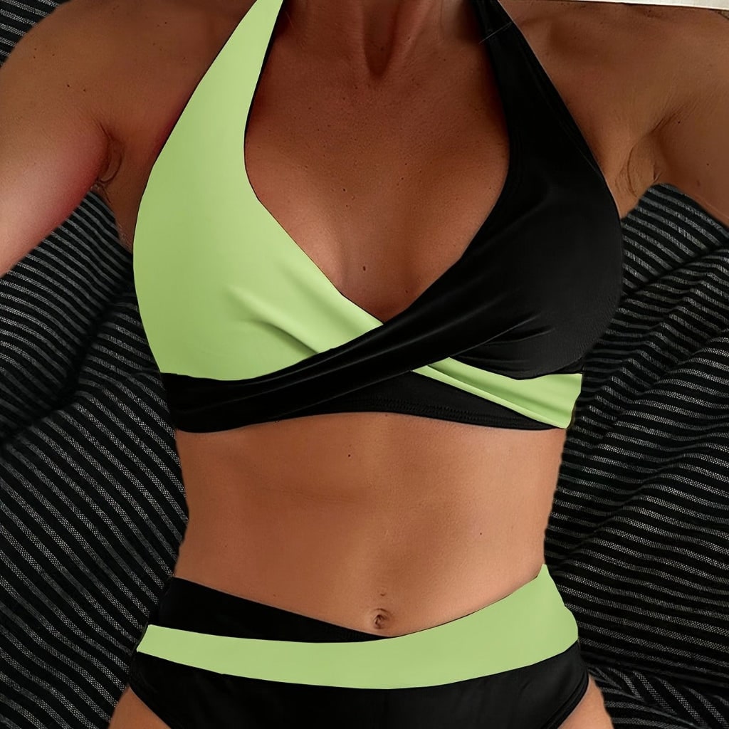 Women's Bikini Set High Waisted Two Piece Cross Back Swimwear - Image 8