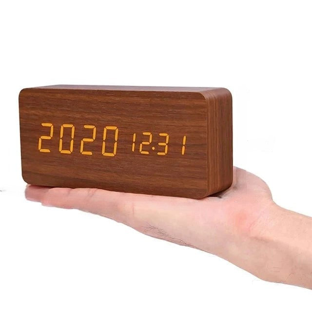 Wood Alarm Clock LED Display and Voice Control Functionality