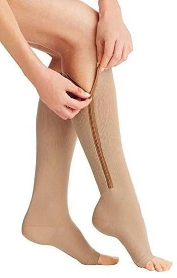 Zippered Compression Socks Supportive Calf Sleeve Design - Image 1